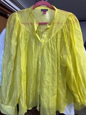 Vince Camuto Yellow Button-Front Blouse